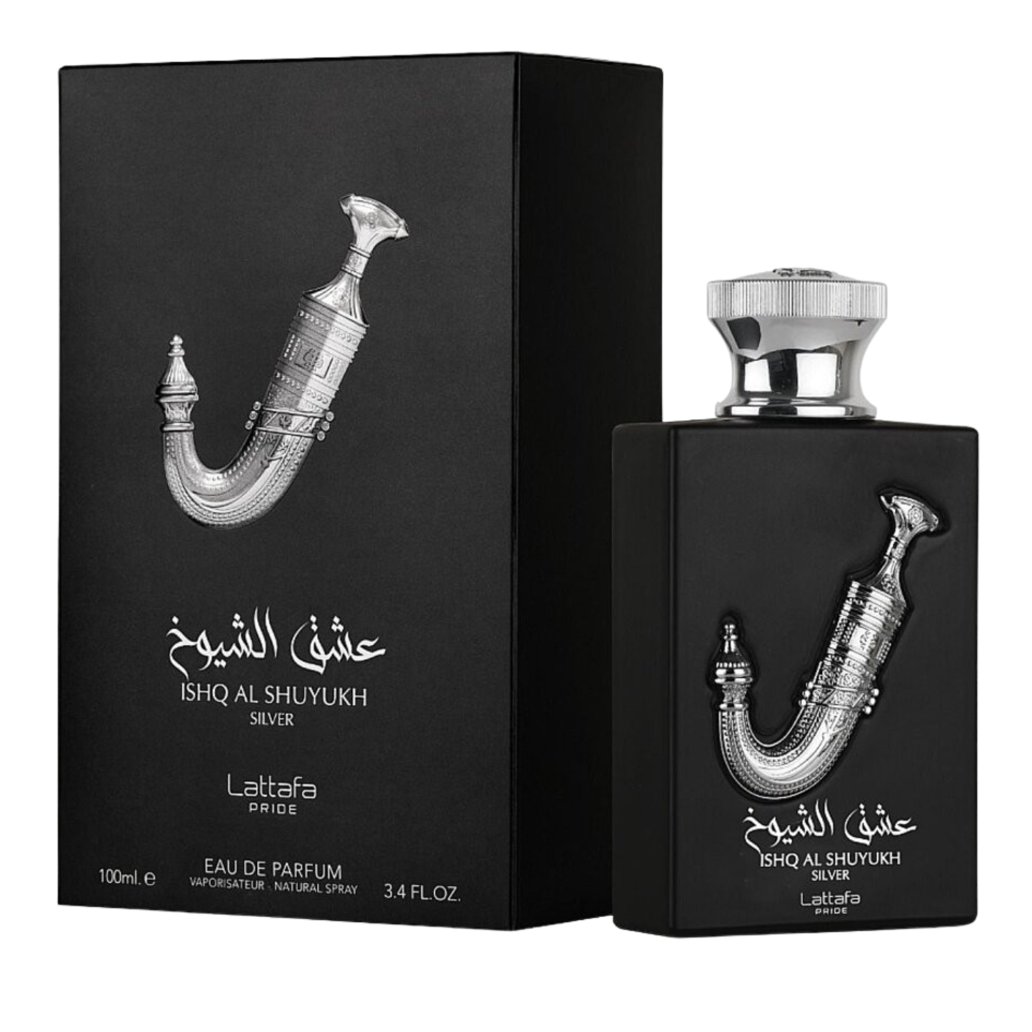 Lattafa Ishq Al Shuyukh Silver Eau de Parfum Spray, 3.4Oz/100ml